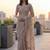 Beige floral embroidered net designer saree