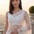 White embellished embroidered net designer saree