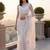 White embellished embroidered net designer saree