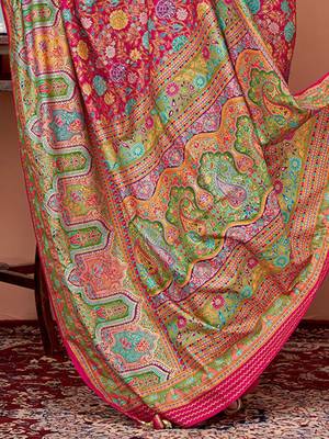Pink kalamkari printed saree with matching blouse 5
