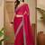 Pink floral embroidered poly georgette saree with unstiched blouse piece