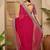 Pink floral embroidered poly georgette saree with unstiched blouse piece
