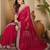 Pink floral embroidered poly georgette saree with unstiched blouse piece