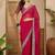 Pink floral embroidered poly georgette saree with unstiched blouse piece