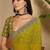 Olive bandhani printed saree with sequinned border
