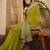 Olive bandhani printed saree with sequinned border