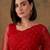 Red floral embroidered net designer saree