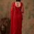 Red floral embroidered net designer saree