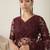 Maroon floral embroidered net designer saree