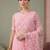 Pink embellished embroidered net designer saree