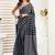 Black black linen printed ready to wear saree