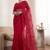 Red embellished embroidered net designer saree