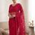 Red embellished embroidered net designer saree