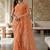 Peach floral embroidered net designer saree