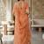 Peach floral embroidered net designer saree