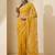 Mustard floral embroidered net designer saree