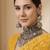 Mustard floral embroidered net designer saree