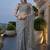Grey embellished embroidered net designer saree
