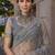 Grey embellished embroidered net designer saree