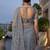 Grey embellished embroidered net designer saree