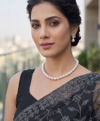 Black embellished embroidered net designer saree 5