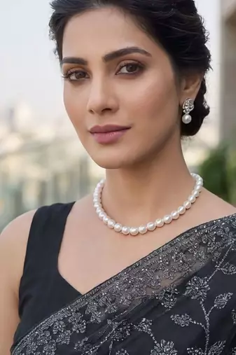 Black embellished embroidered net designer saree