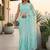 Turquoise embellished embroidered net designer saree