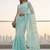 Turquoise embellished embroidered net designer saree