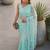 Turquoise embellished embroidered net designer saree