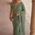 Sea green floral embroidered net designer saree