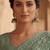 Sea green floral embroidered net designer saree