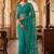 Teal embellished embroidered net designer saree