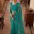 Teal embellished embroidered net designer saree