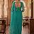 Teal embellished embroidered net designer saree