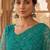 Teal embellished embroidered net designer saree