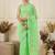 Lime floral embroidered net designer saree