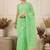 Lime floral embroidered net designer saree