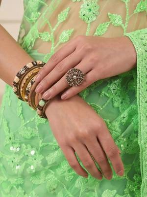 Lime floral embroidered net designer saree 5
