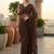 Brown embellished embroidered net designer saree