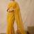 Yellow floral embroidered net designer saree