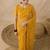 Yellow floral embroidered net designer saree