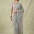 Grey embellished embroidered net designer saree