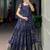 Awesome Navy Blue Weaving Border Cotton Traditional Gown