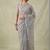 Grey embellished embroidered net designer saree