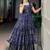 Awesome Navy Blue Weaving Border Cotton Traditional Gown