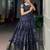 Awesome Navy Blue Weaving Border Cotton Traditional Gown