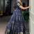 Awesome Navy Blue Weaving Border Cotton Traditional Gown