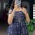 Awesome Navy Blue Weaving Border Cotton Traditional Gown