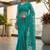 Teal embellished embroidered net designer saree