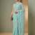 Turquoise embellished embroidered net designer saree